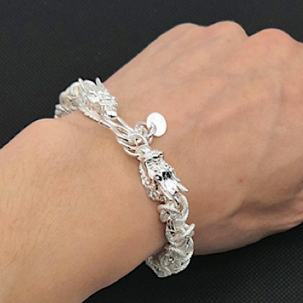 STERLING SILVER DRAGON BRACELET - Picture 3 of 7